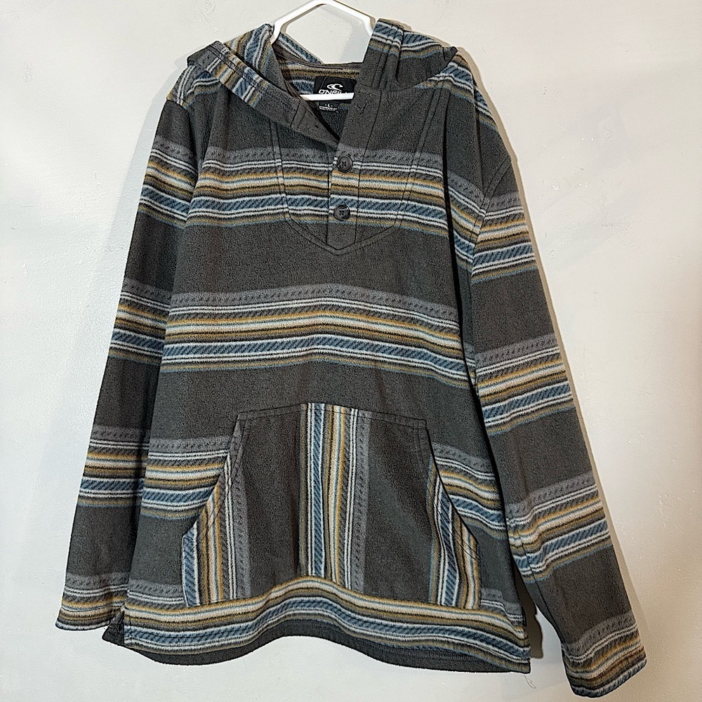 O'Neill Gray and Blue Fleece Hoodie